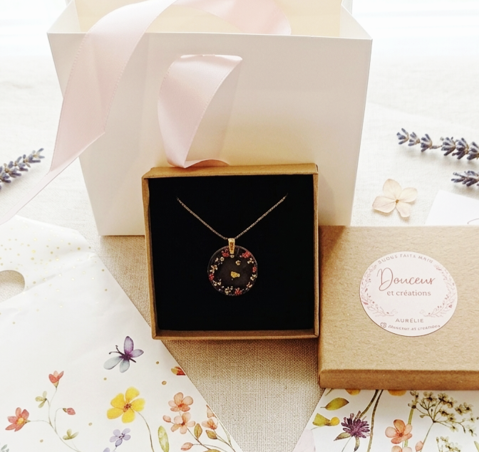 Collier Pépite d'Or Caroline du Nord - Fleurs Séchées