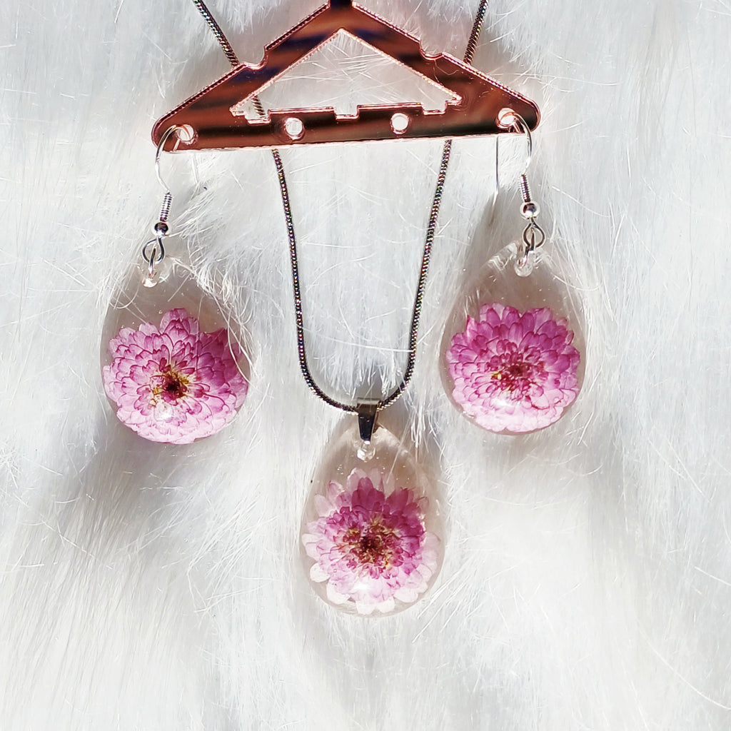Parure Fleur Rose – Éclat Naturel