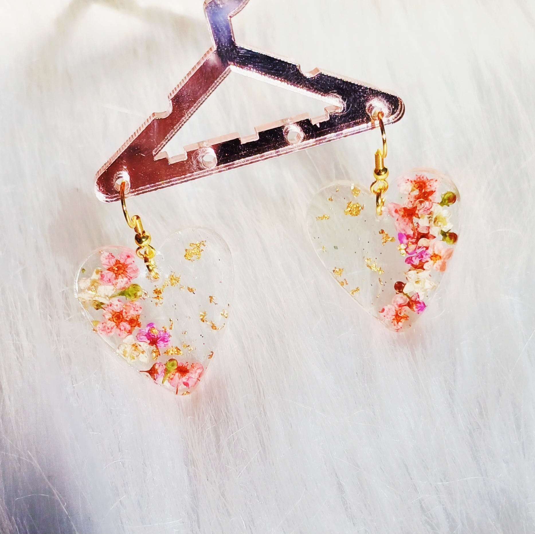 Boucles d'oreilles Cœur – Fleurs Séchées Naturelles