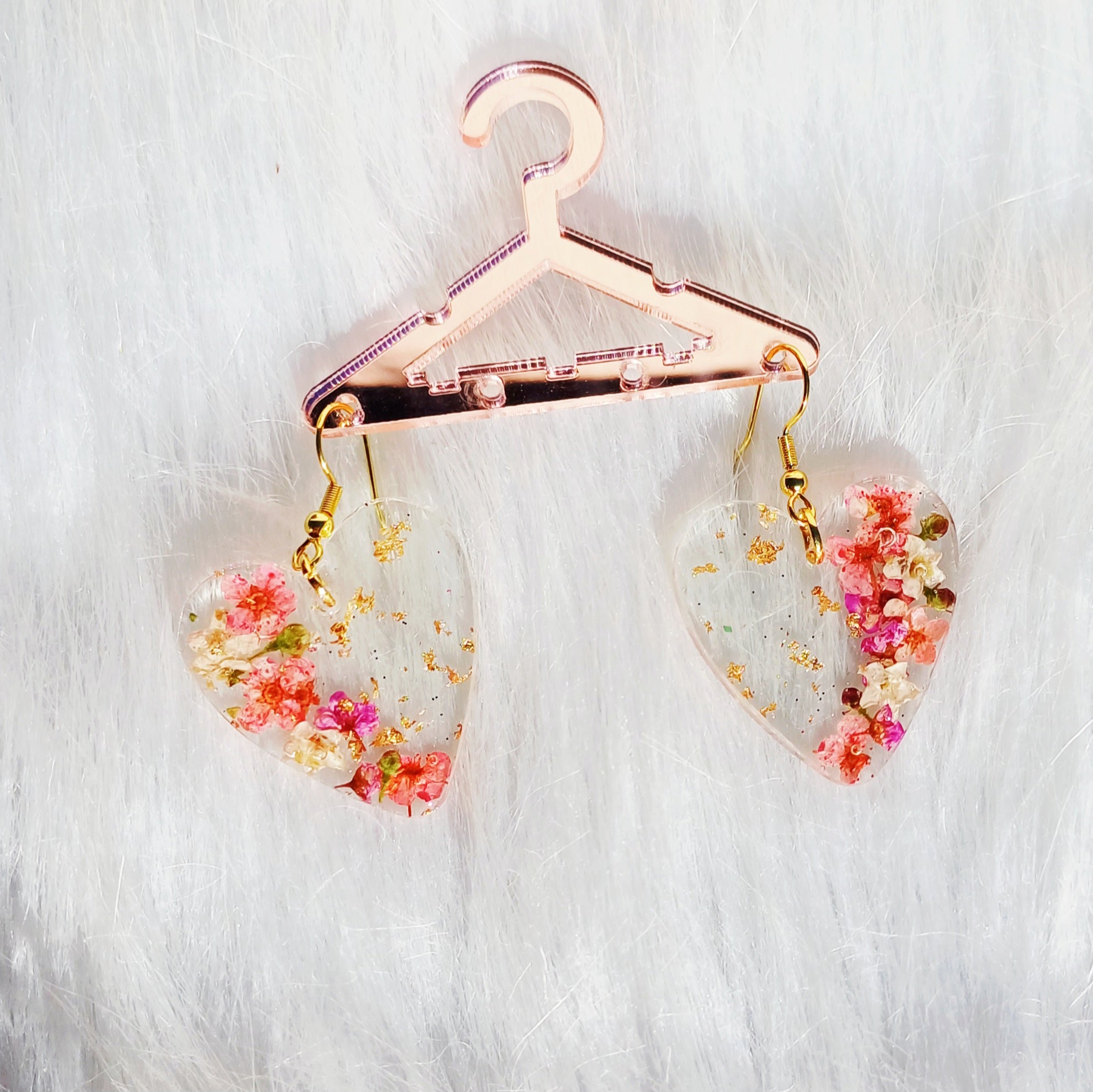 Boucles d'oreilles Cœur – Fleurs Séchées Naturelles