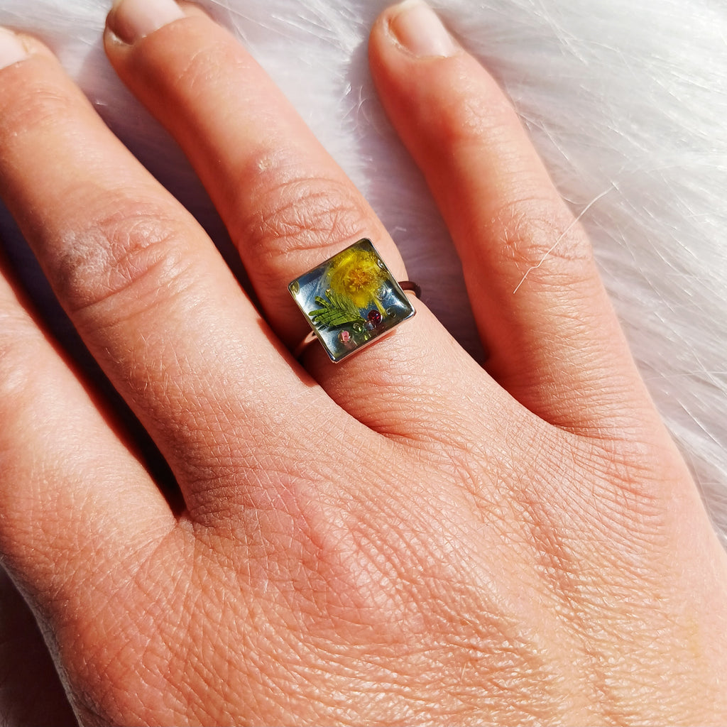 Bague Éclat de Mimosa de la Côte d'Azur – Ajustable