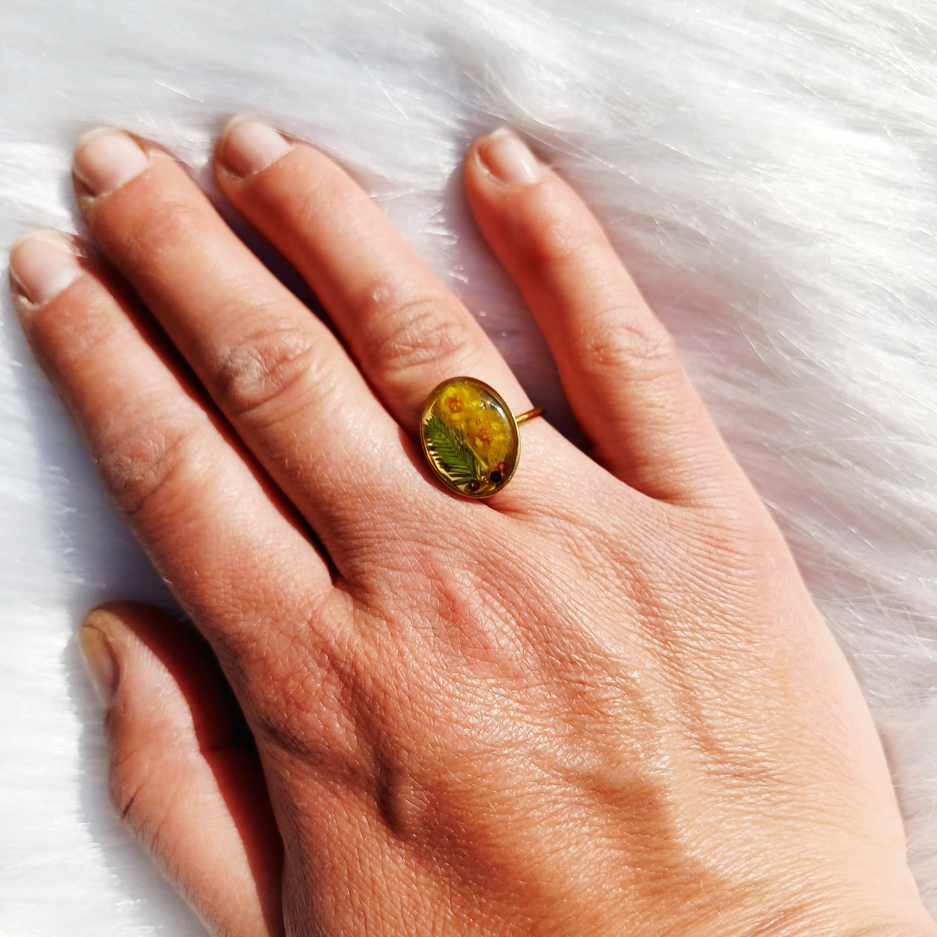 Bague Soleil de Mimosa – Ajustable