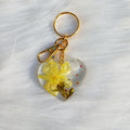 Porte-clé Cœur Fleur Jaune – Idée Cadeau
