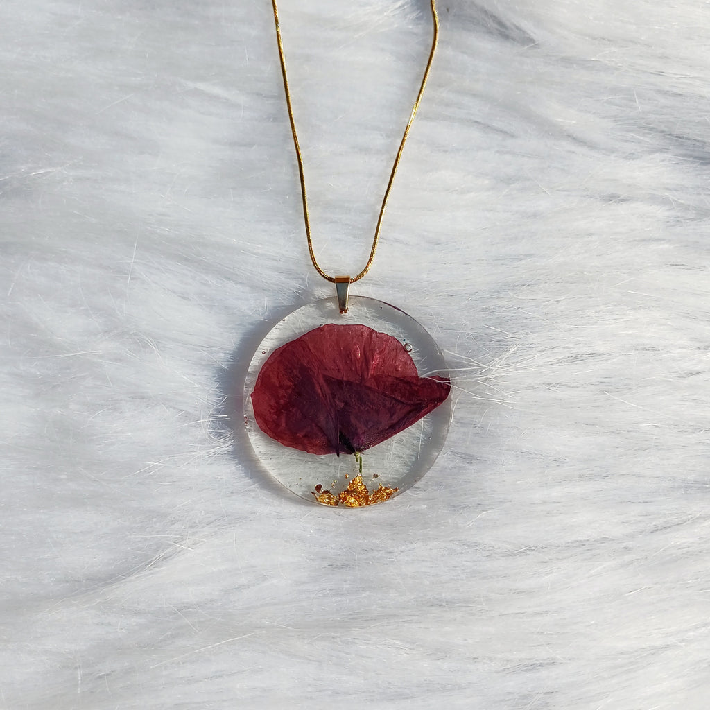 Collier Coquelicot – Fleur Séchée