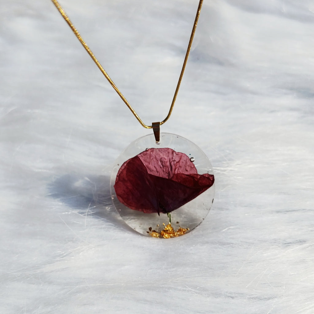 Collier Coquelicot – Fleur Séchée
