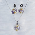 Parure Lilas Séché — Boucles d'oreilles et Collier Fait Main