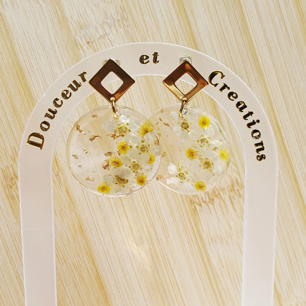 Boucles d’Oreilles Mimosa – Douceur et Lumière