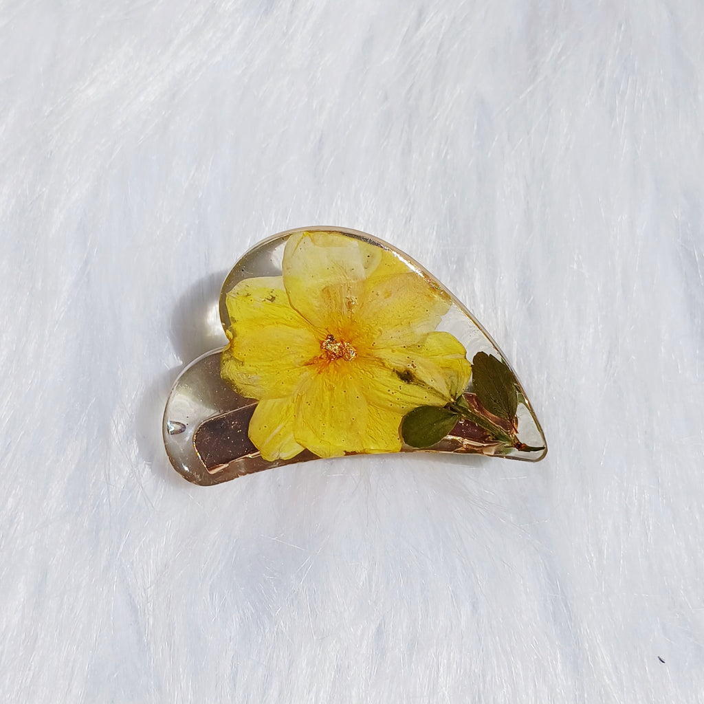 Pince à Cheveux Fleur Jaune – Accessoire Floral