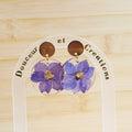 Boucles d'oreilles - Fleurs de delphinium séchées