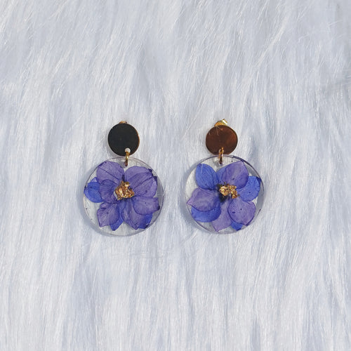Boucles d'oreilles - Fleurs de delphinium séchées