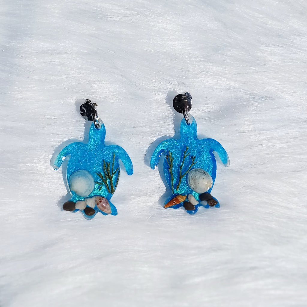 Boucles d’Oreilles Tortue Marine – Coquillages Côte d’Azur