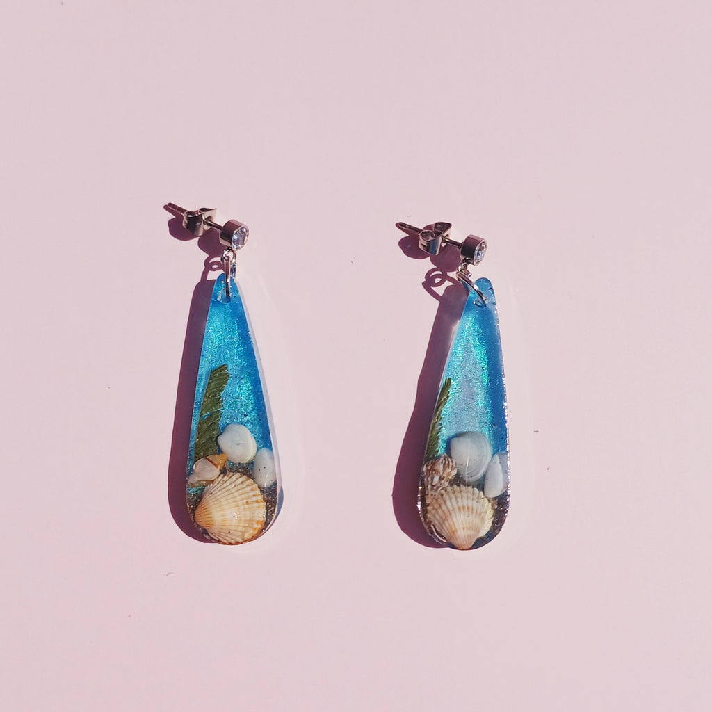 Boucles d’Oreilles Galets et Coquillages – Côte d’Azur