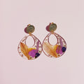 Boucles d’Oreilles Mélange de Fleurs Colorées – Pièce Unique