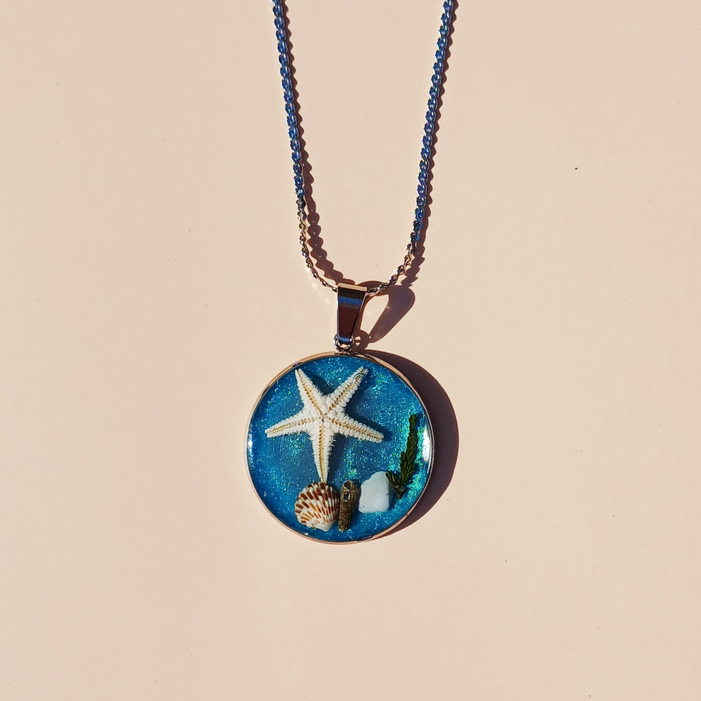 Collier étoile de mer - coquillages et galets Côte d'Azur