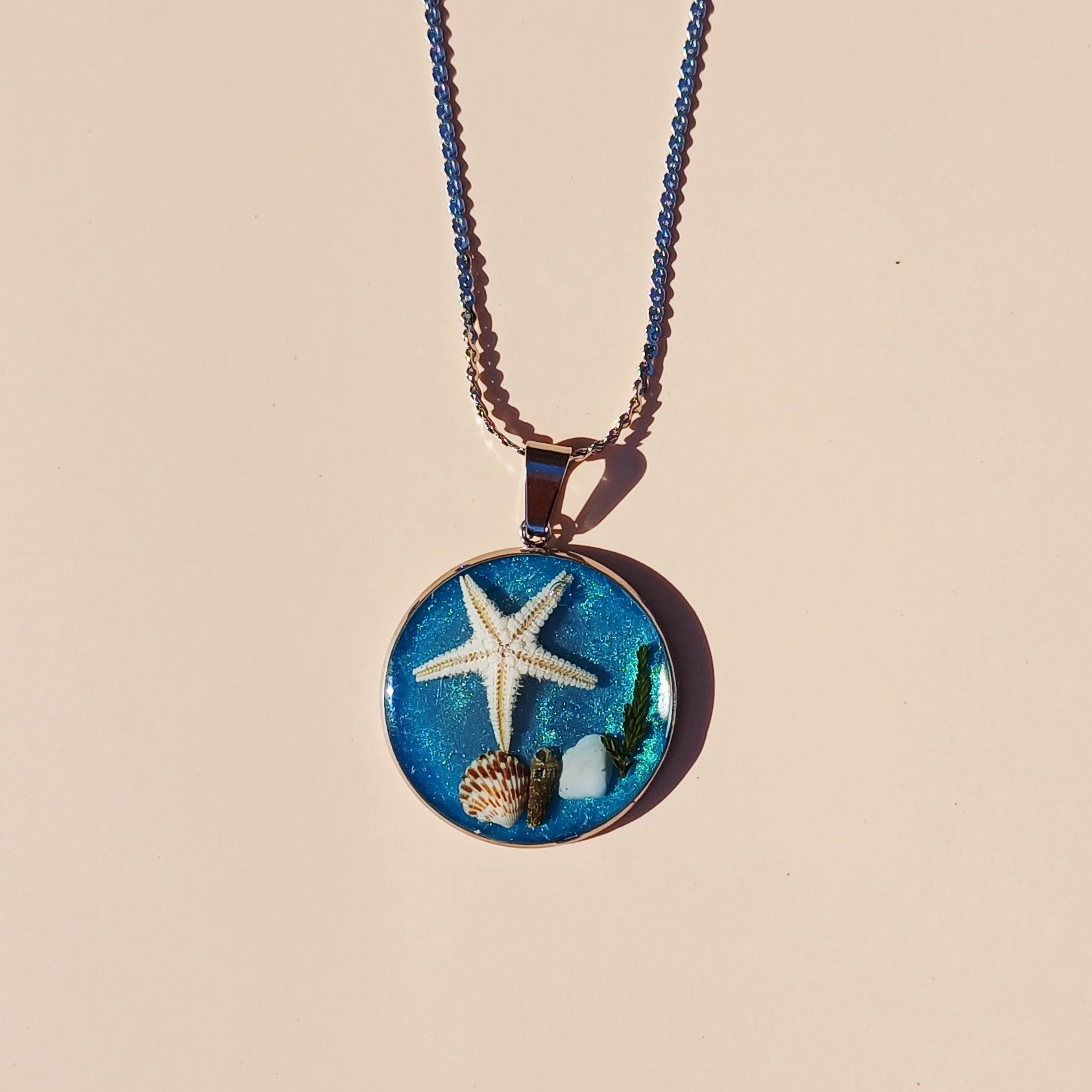 Collier étoile de mer - coquillages et galets Côte d'Azur