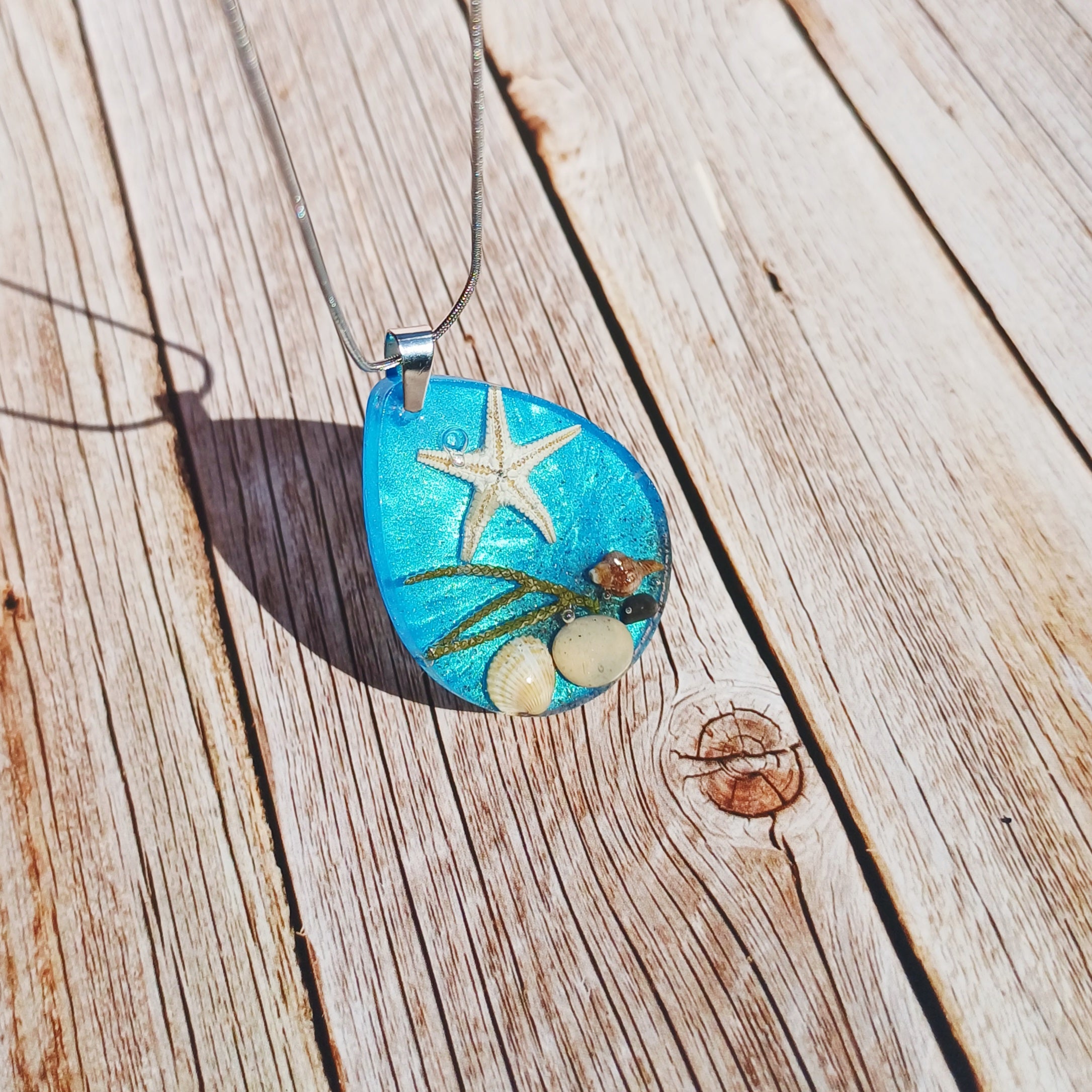 Collier Meditérannée — Galets et Coquillages Côte d'Azur, étoile de mer