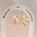 Boucles résine fleurs spirée séchées et feuille d'or