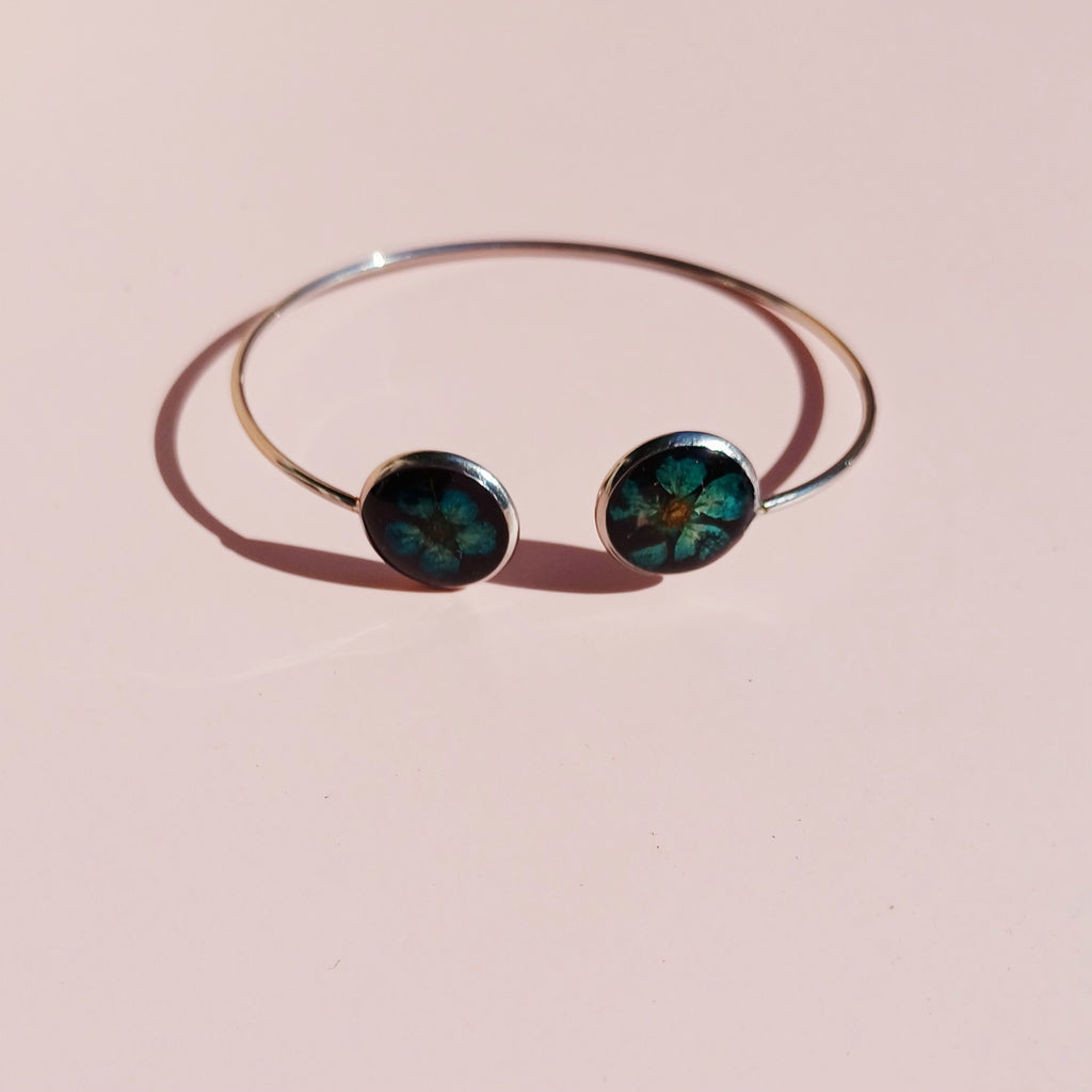 Bracelet Ajustable Fond Noir | Fleur séchée