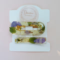 Barrette Hortensia Blanc et Delphinium Bleu séchés