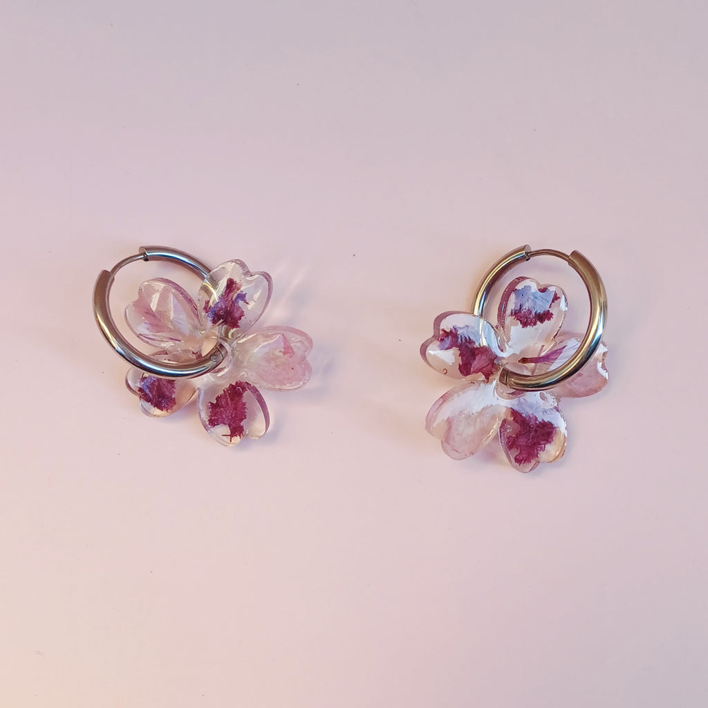 Boucles d'oreilles créoles fleur Lilas des Indes