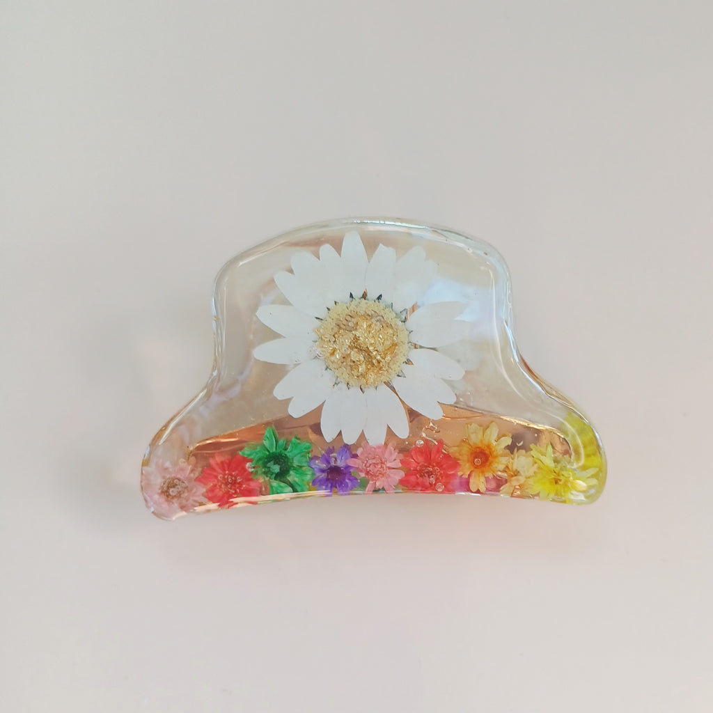 Pince à Cheveux Marguerite Blanche et Mini Marguerites Colorées