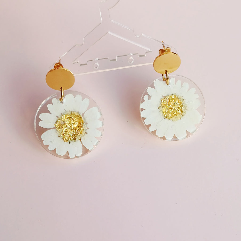 Parure Marguerite Blanche et Feuille d'Or – Elégance simple