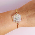 Bracelet Ajustable Fleur de Carotte Sauvage et Fleur Rose