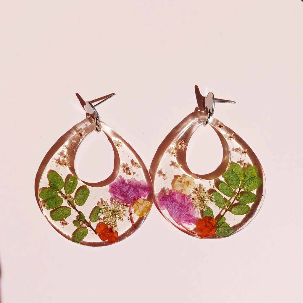 Boucles d'oreilles fleur de lantana - Lilas des indes