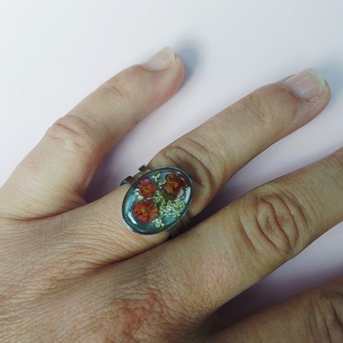 Bague ajustable automnale - Fleur de lantana