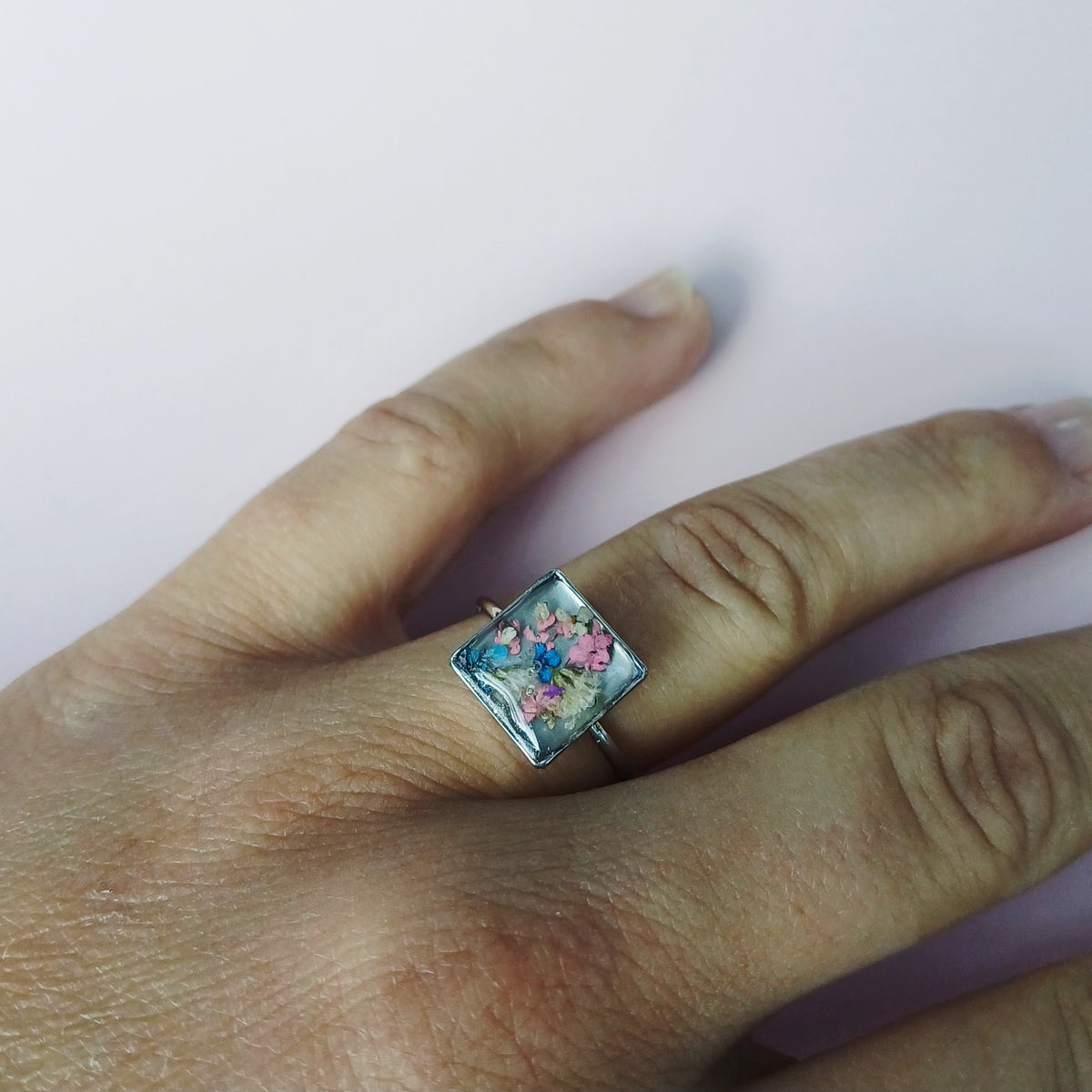 Bague Fleur rose – Ajustable