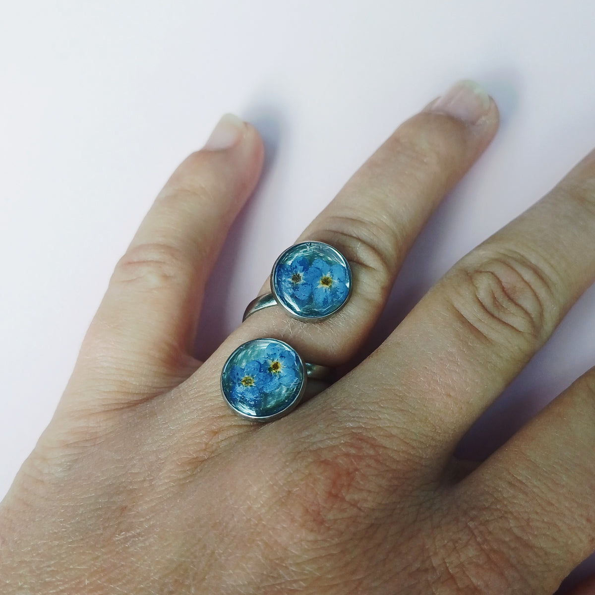 Bague Ajustable Fleur de Myosotis – Amour éternel