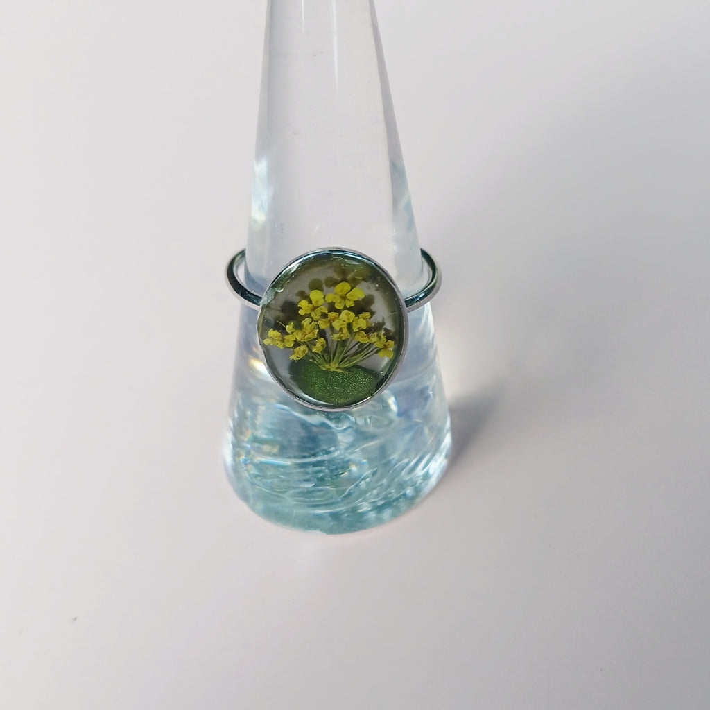 Bague ajustable fleur de carotte sauvage