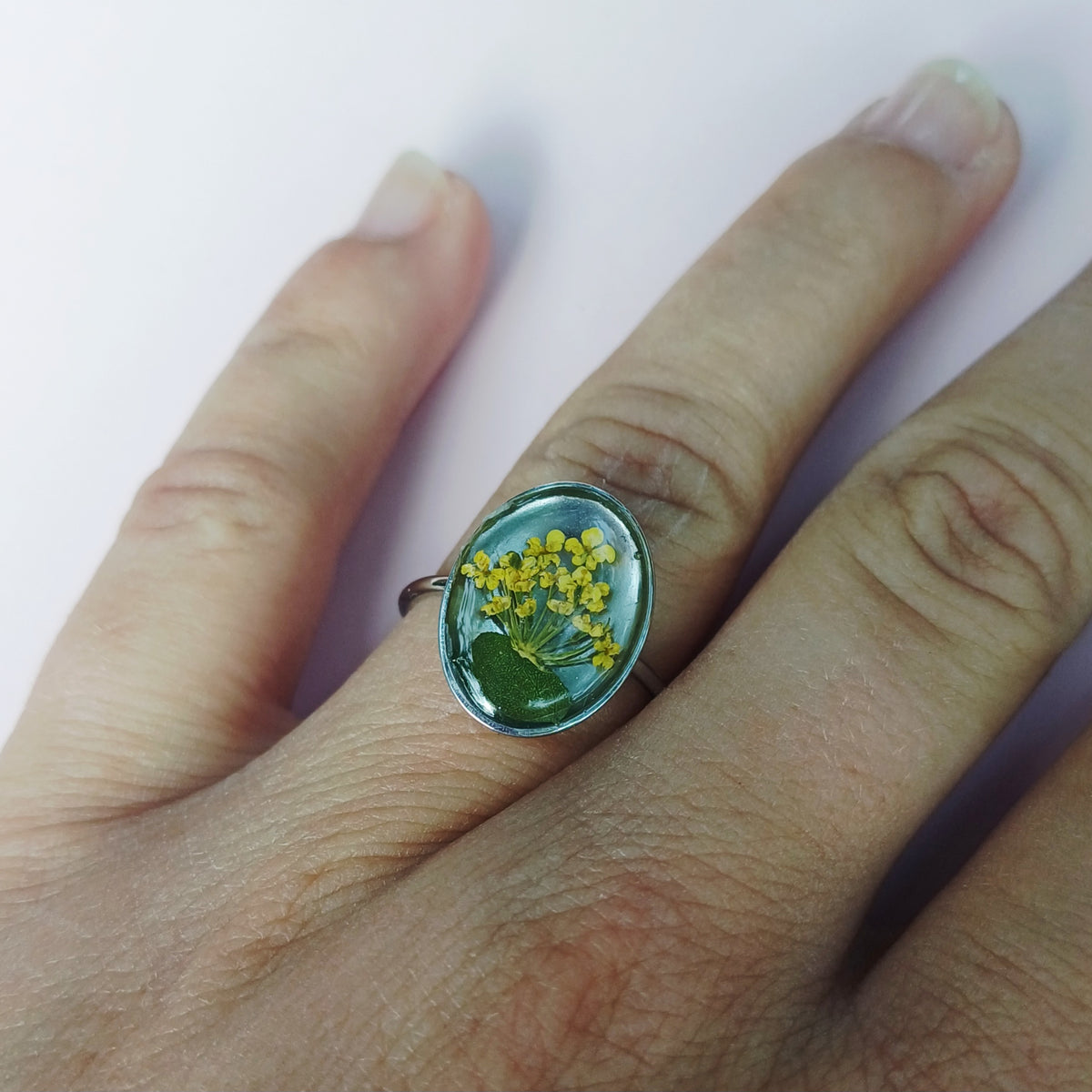 Bague ajustable fleur de carotte sauvage
